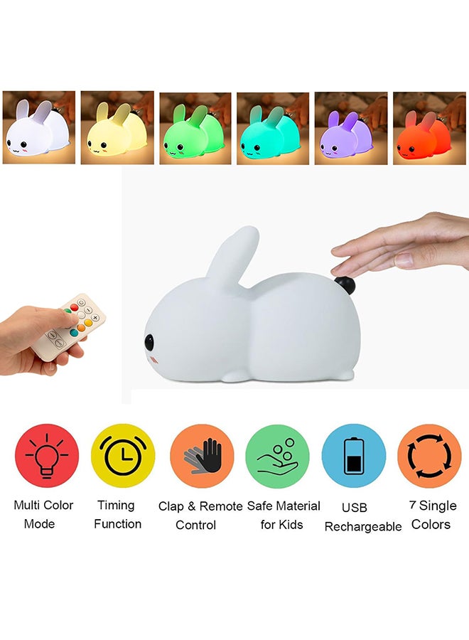 O Ozone ضوء ليلي على شكل أرنب لغرفة نوم الأطفال، مصباح أرنب لطيف لحضانة الأطفال ضوء ليلي 9 ألوان متغيرة من السيليكون الناعم مع جهاز تحكم عن بعد - Image 2