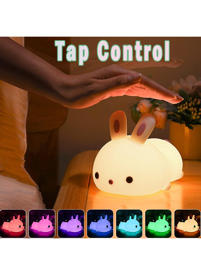O Ozone ضوء ليلي على شكل أرنب لغرفة نوم الأطفال، مصباح أرنب لطيف لحضانة الأطفال ضوء ليلي 9 ألوان متغيرة من السيليكون الناعم مع جهاز تحكم عن بعد - Image 5