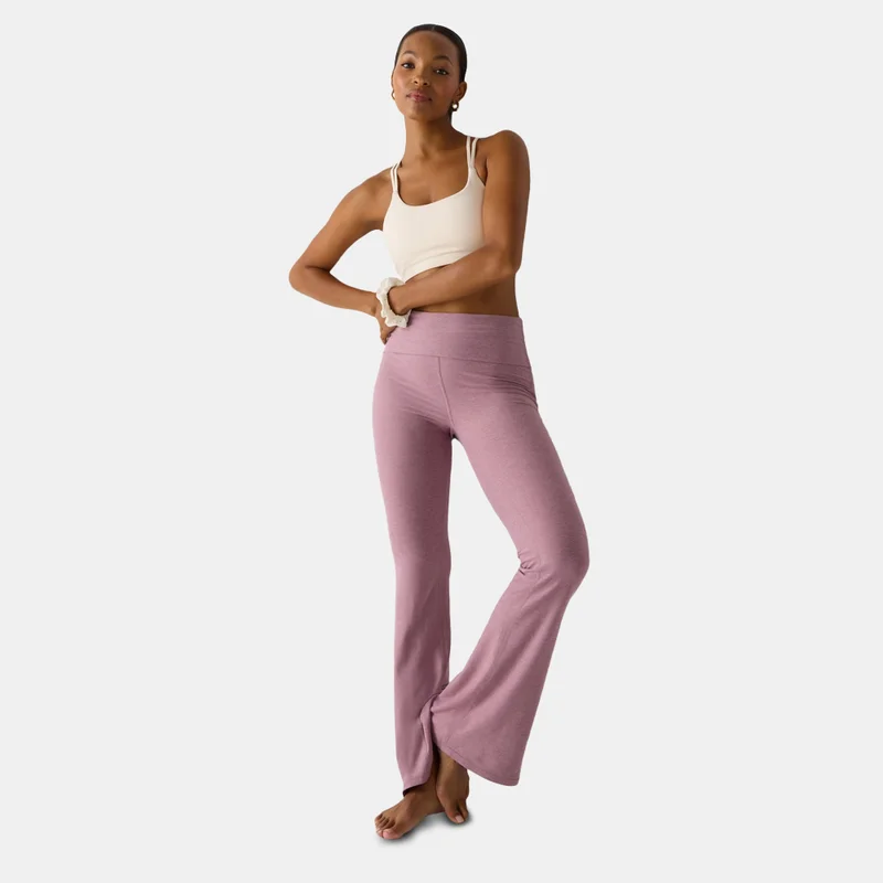 Fabletics Grey Women's Cloud Jersey Foldover Flared Leggings for Women | Best Price UAE