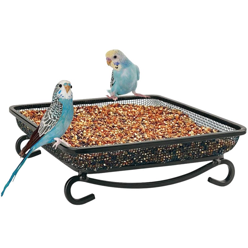MIXXIDEA Ground Bird Feeder Tray, Metal Platform Mesh Seed Tray for Bird Feeders, Great Attracting Garden Yard Decoration for Wild Birds Squirrels Dove (1 Pack) - Image 1