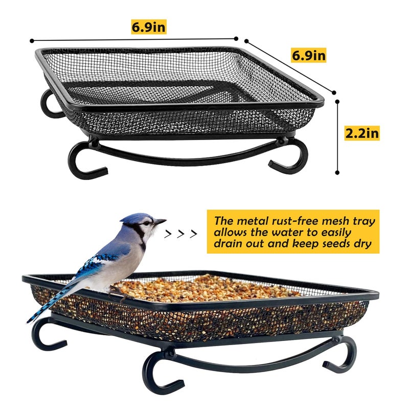 MIXXIDEA Ground Bird Feeder Tray, Metal Platform Mesh Seed Tray for Bird Feeders, Great Attracting Garden Yard Decoration for Wild Birds Squirrels Dove (1 Pack) - Image 3