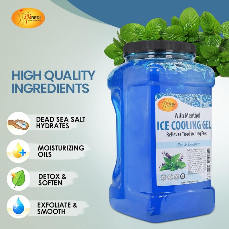 SPA REDI Massage Cooling Gel for Pedicure With Menthol Peppermint Extract Professional Strength Pedicure Foot and Leg Ice Cooling Gel Massage Therapy Mint and Eucalyptus 1 Gallon - Image 5