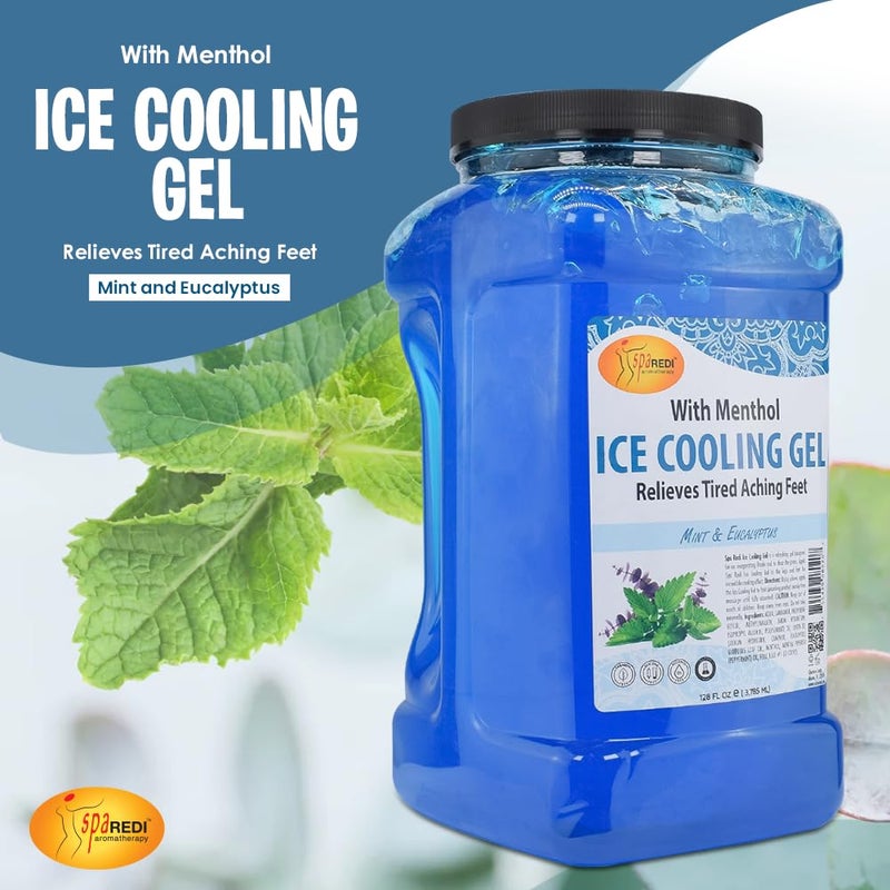 SPA REDI Massage Cooling Gel for Pedicure With Menthol Peppermint Extract Professional Strength Pedicure Foot and Leg Ice Cooling Gel Massage Therapy Mint and Eucalyptus 1 Gallon - Image 2