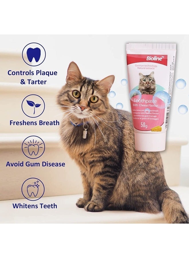 Bioline مجموعة بيولاين لمستلزمات نظافة الأسنان للقطط - فرشاة أسنان ومعجون أسنان للقطط - Image 2