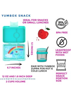 Yumbox Yumbox Misty Aqua Snack Box with Rainbow Tray - 3-Compartment Bento 6.7x5.1x1.8 | Kid-Friendly | Healthy Snacks | BPA-Free & Easy Clean  - Image 3