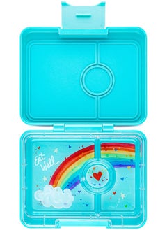 Yumbox Yumbox Misty Aqua Snack Box with Rainbow Tray - 3-Compartment Bento 6.7x5.1x1.8 | Kid-Friendly | Healthy Snacks | BPA-Free & Easy Clean  - Image 1