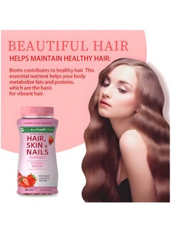 BIYODE Optimal Solutions, Hair, Skin And Nails Gummies, Anti Aging Skin Whitening Vitamins,Strawberry Flavored - 80 Gummies  - Image 5