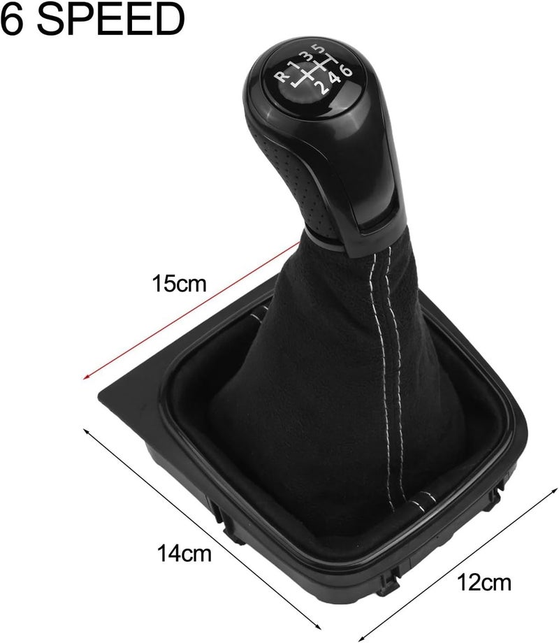 Leather Gear Shift Lever Knob Boot For V-W, For Golf MK5/MK6 GTI/R32 And For Jetta MK5/MK6 For GLI Manual Cars, Replacement Cover For Interior Upgrade And Enhanced Driving Control(6 Speed) - Image 2