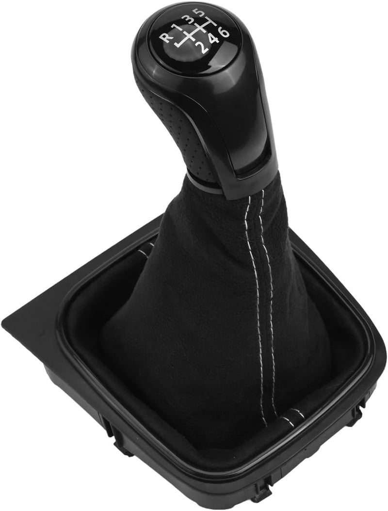 Leather Gear Shift Lever Knob Boot For V-W, For Golf MK5/MK6 GTI/R32 And For Jetta MK5/MK6 For GLI Manual Cars, Replacement Cover For Interior Upgrade And Enhanced Driving Control(6 Speed) - Image 1