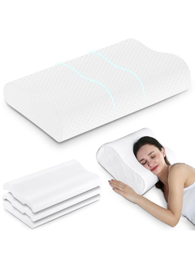 Elviros Memory Foam Pillow for Neck Support, Cervical Orthopedic Ergonomic Pillow for Neck and Shoulder Pain Relief, Comfort Bed Pillow With Cooling Cover, Side, Stomach and Back Sleepers - Image 1