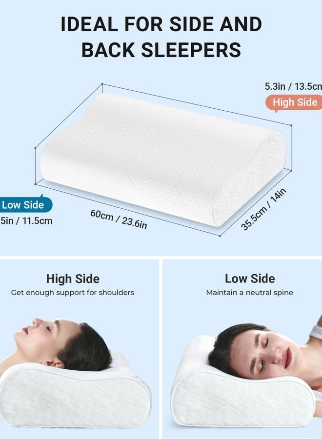 Elviros Memory Foam Pillow for Neck Support, Cervical Orthopedic Ergonomic Pillow for Neck and Shoulder Pain Relief, Comfort Bed Pillow With Cooling Cover, Side, Stomach and Back Sleepers - Image 4