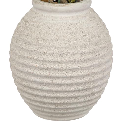 Briful Artificial Eucalyptus & Lavender Floral Arrangement – 14.5” Faux Centerpiece with Mixed Greenery in Textured White Ceramic Vase for Home, Office & Shelf Décor - Image 4