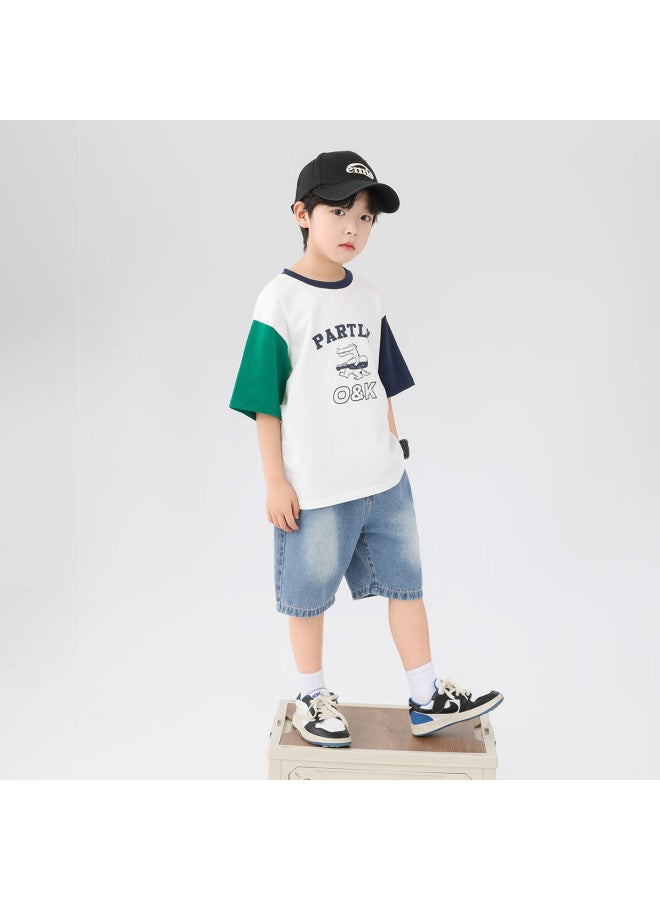 Zuoxi Boys' Cotton Short Sleeve T-shirt Children's Summer New Clothes Boys' Top Half Sleeve Trendy Little Dinosaur 160 - Image 4