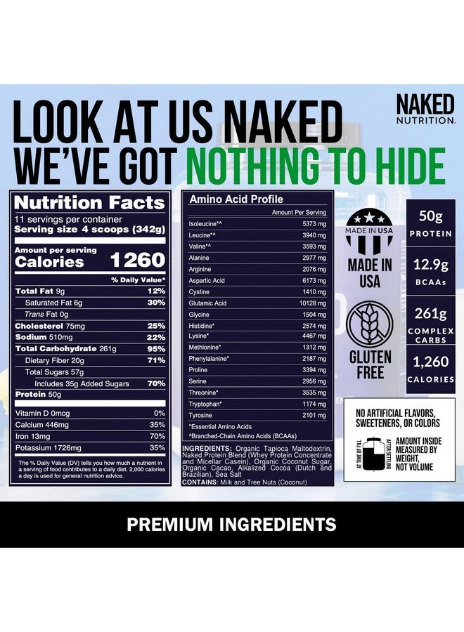 Health & Household Naked Double Chocolate Mass - 1,260 Calories, 50G Protein, Nothing Artificial. All Natural Weight Gainer Protein Powder - 8Lb Bulk, Gmo Free, Gluten Free & Soy Free  - Image 3