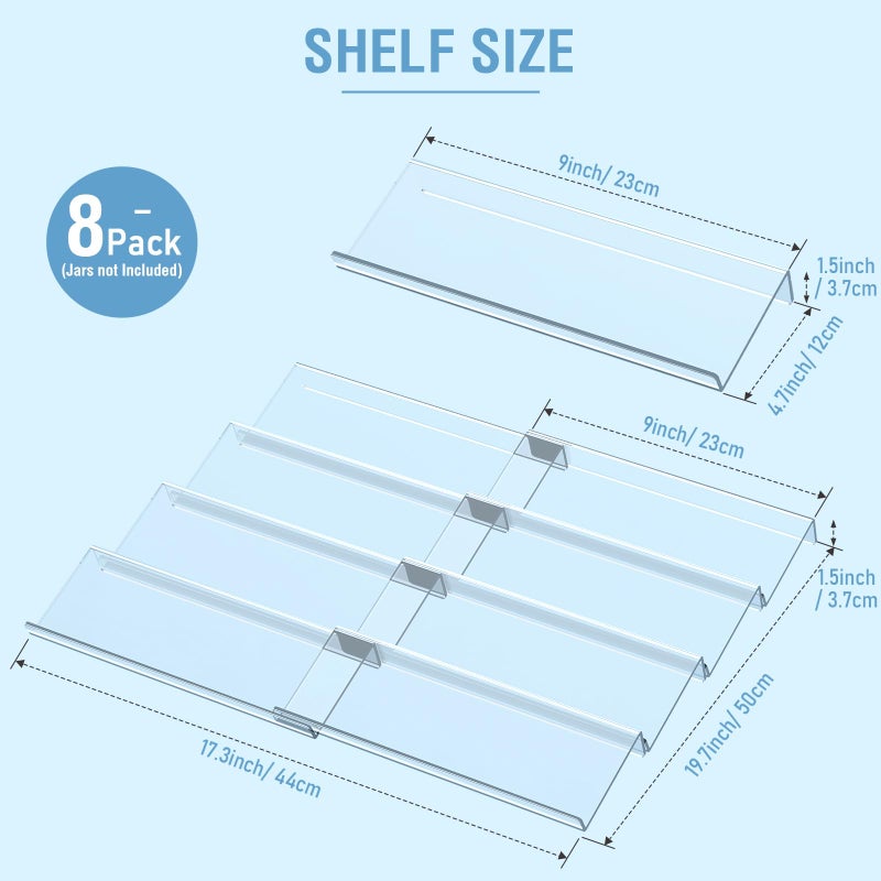 Suneerplay Spice Drawer Organizer 8 Tier, Acrylic Seasoning Organizer Rack, Clear Spice Rack Tray, Kitchen Seasoning Jars Drawers Insert (Jars Not Included/Expandable From 9" to 18") - Image 2