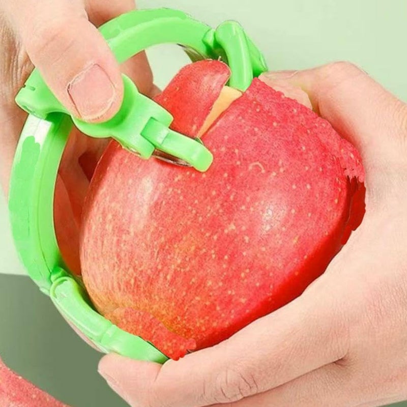 هاسذيب مقشرة الفواكه الحلقية ®، مقشرة من الفولاذ المقاوم للصدأ مع مقابض مسننة للتثبيت، مقشرة مطبخ للكمثرى والخوخ والكيوي والمزيد من الفواكه المستديرة والصلبة - Image 4
