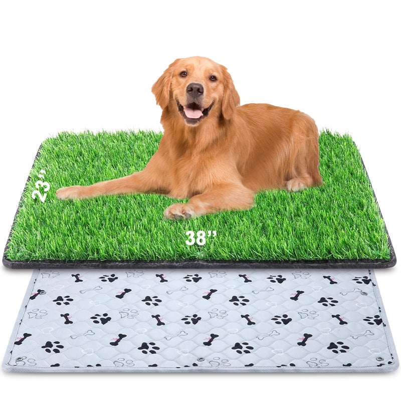 Annexfun Dog Grass Mat with Pee Pad 3823 Large Dog Litter Box Indoor Artificial Turf Grass Porch Waterproof Patio Potty Tray for Doggie Reusable Washable and Lawn for Replacement Puppy Training