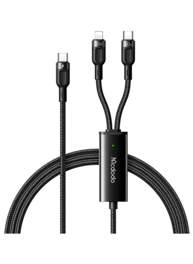 مكدودو 2in1 LED Data-Charge Cable CA-8780 100W Type-C TO Lightning & Type-C PD 1.2M-Black - Image 1