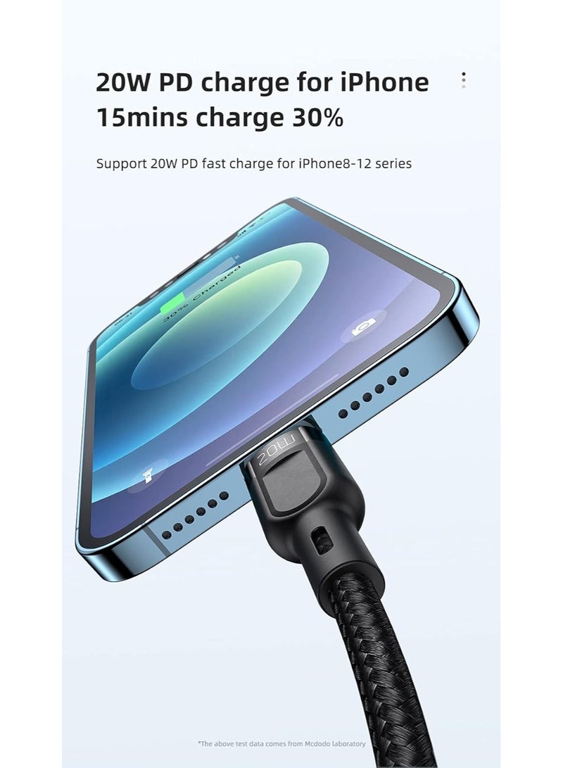 مكدودو 2in1 LED Data-Charge Cable CA-8780 100W Type-C TO Lightning & Type-C PD 1.2M-Black - Image 3