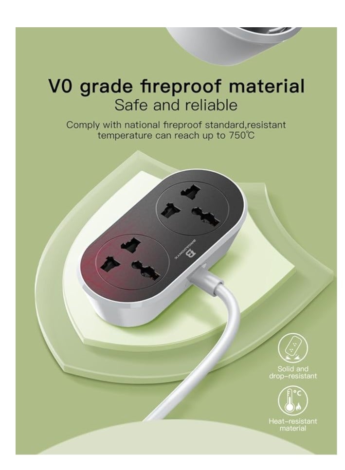Broadonyx Extension Cord 5 Meters 2 Universal Outlets 2500W 10A Heavy Duty UK Plug - Image 3