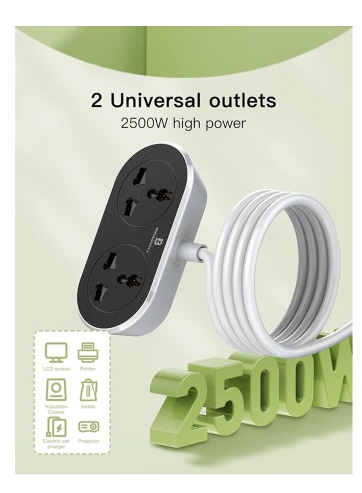Broadonyx Extension Cord 5 Meters 2 Universal Outlets 2500W 10A Heavy Duty UK Plug - Image 4