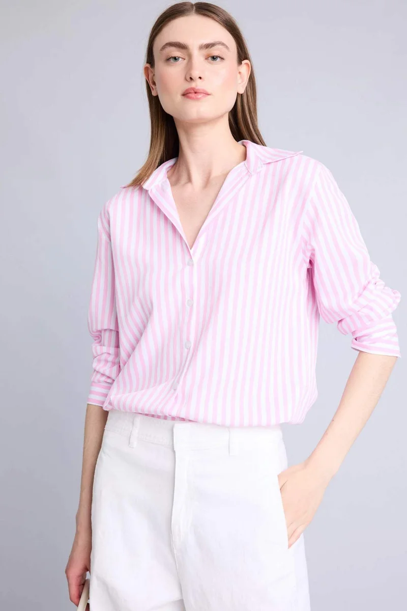 ديفاكتو Shirt Collar Striped Long Sleeve Shirt