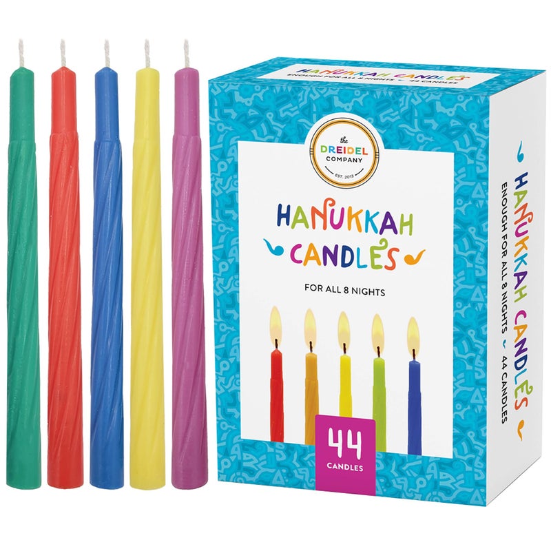 The Dreidel Company Menorah Candles Chanukah Candles 44 Colorful Hanukkah Candles for All 8 Nights of Chanukah Standard Size Fits Most Menorahs - Image 1