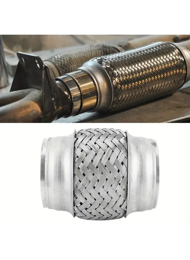 Stainless Steel Exhaust Pipe Bellows Reduces Engine Noise Vibration 2 5in Diameter 4in Length - Image 3