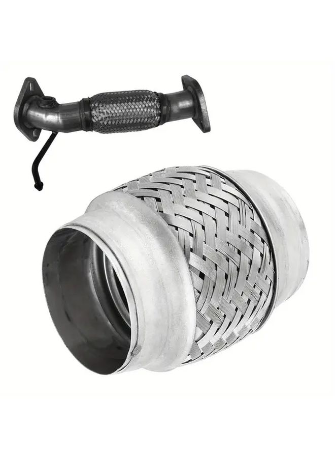 Stainless Steel Exhaust Pipe Bellows Reduces Engine Noise Vibration 2 5in Diameter 4in Length - Image 4
