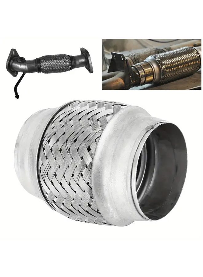 Stainless Steel Exhaust Pipe Bellows Reduces Engine Noise Vibration 2 5in Diameter 4in Length - Image 5
