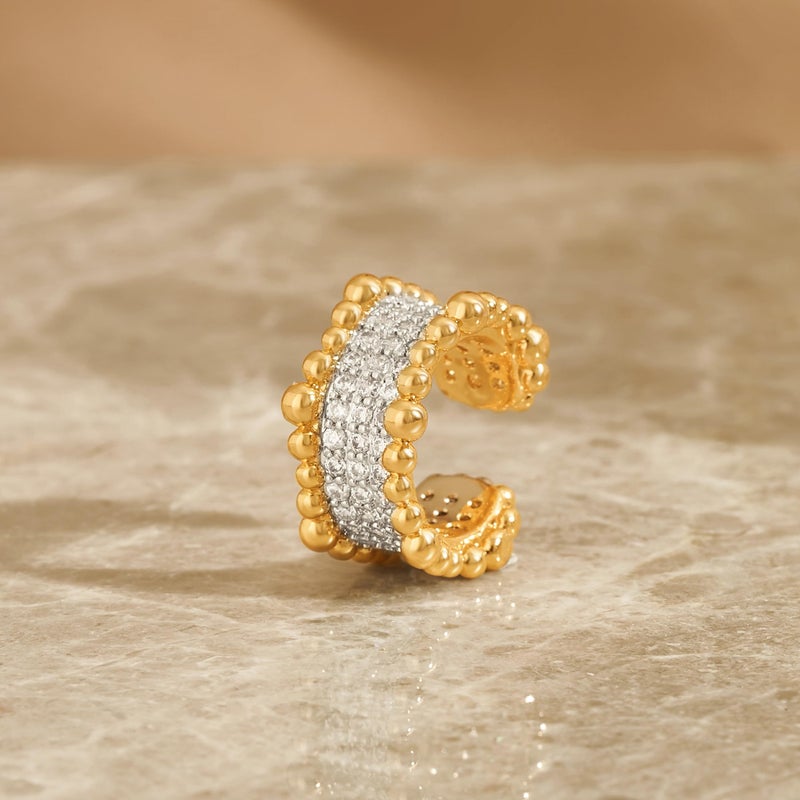 VACRONA Gold Ear Cuff Earrings for Women 14K Gold Plated Non Pierced Clip on Cartilage Cubic Zirconia Sparkling Earrings Gifts| Single - Image 5