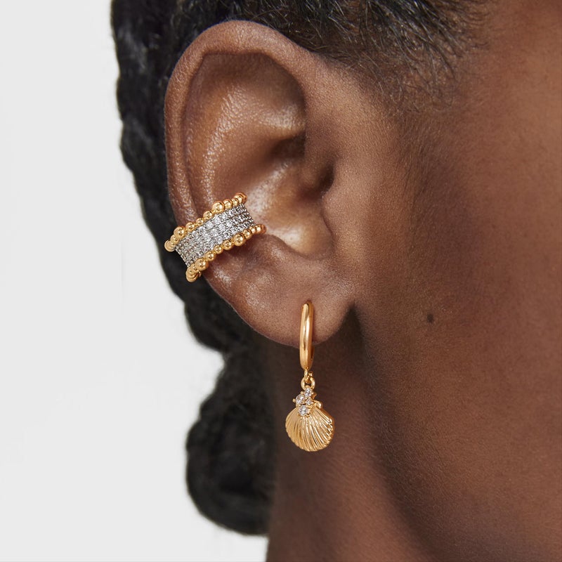 VACRONA Gold Ear Cuff Earrings for Women 14K Gold Plated Non Pierced Clip on Cartilage Cubic Zirconia Sparkling Earrings Gifts| Single - Image 4