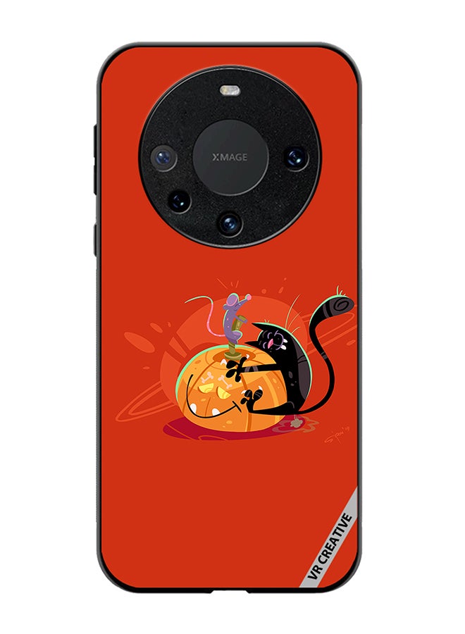 VR CREATIVE Protective Case Cover For Huawei Mate 60 Pro Halloween Cat Design Multicolour - Image 1