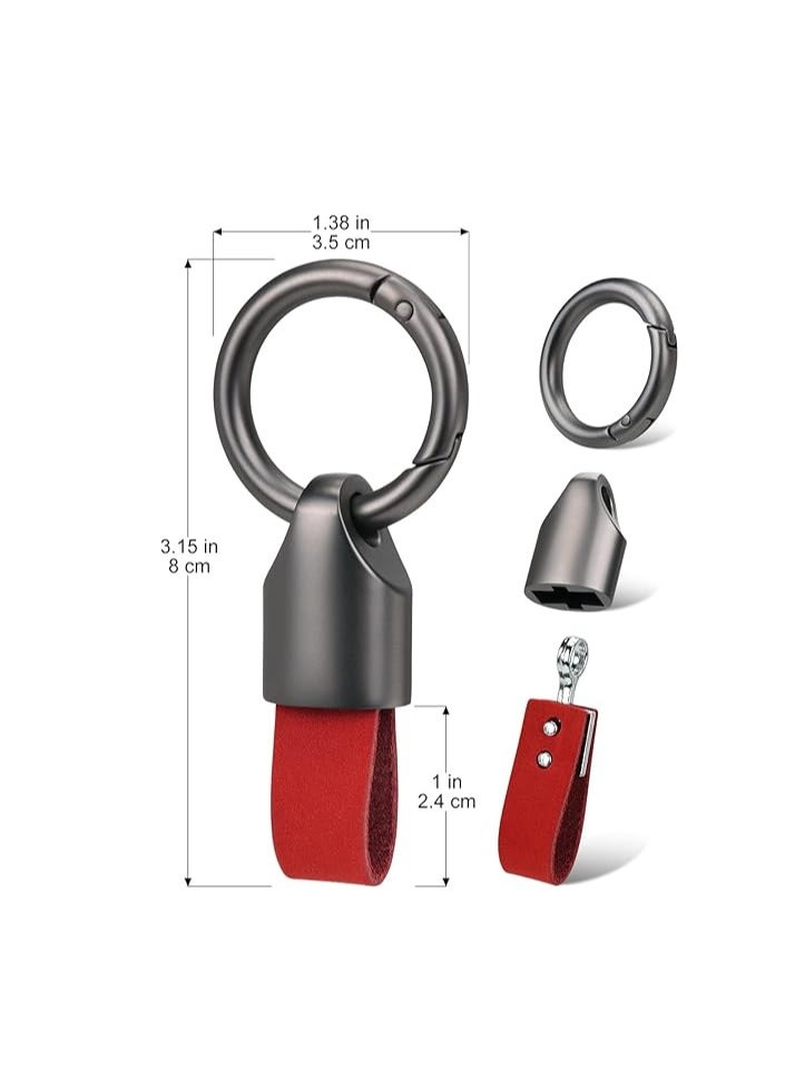 Najwa Car Key Chain Ring Clip, Universal Detachable Leather Car Keychain, Small Key Fob Accessory with O-Ring Keyrings  - Image 2