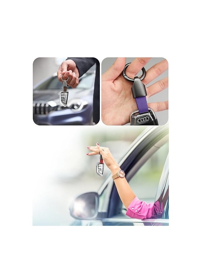 Najwa Car Key Chain Ring Clip, Universal Detachable Leather Car Keychain, Small Key Fob Accessory with O-Ring Keyrings  - Image 5