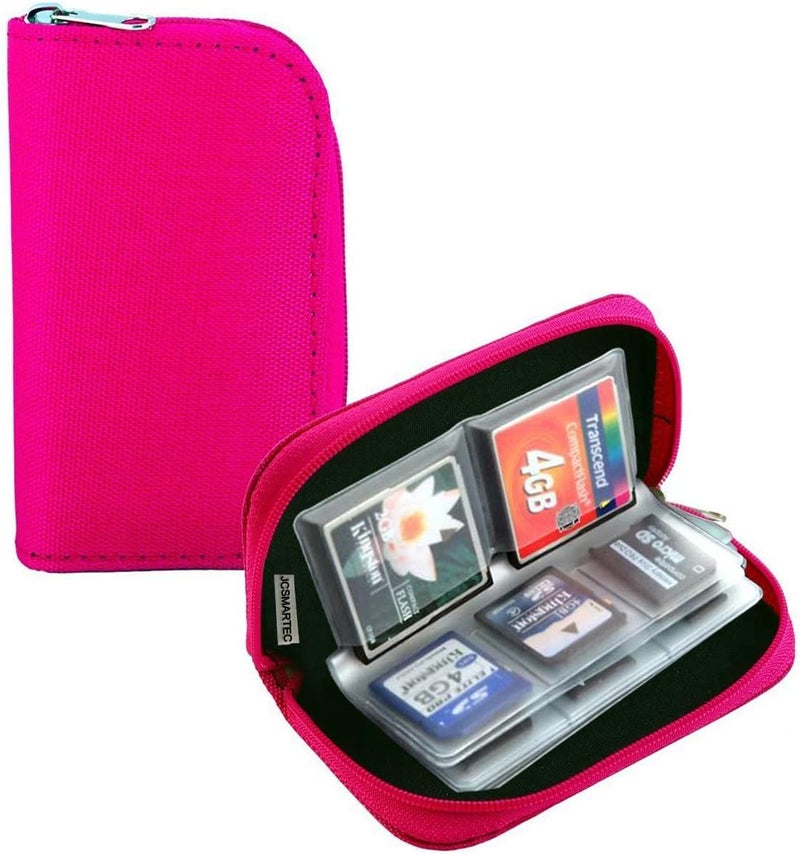 JCSMARTEC Memory Card Case - Mixtecc Carrying Case Suitable for Micro SD, Mini SD and 4X CF, Card Holder Bag Wallet for Media Storage Organization (Pink) - Image 1