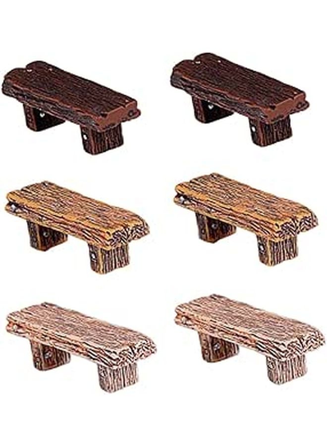 Mini Resin Stools 6PCS Wood Design Micro Landscape Decor DIY Crafts Assorted Colors - Image 1