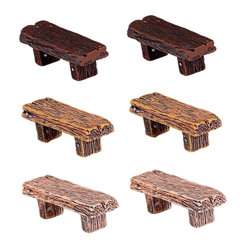 Mini Resin Stools 6PCS Wood Design Micro Landscape Decor DIY Crafts Assorted Colors - Image 2