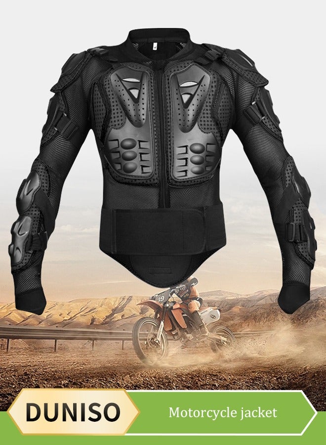 DUNISO Motorcycle armored protective suit, offroad racing protective equipment, with chest, back, and elbow protection pads, adjustable and detachable, suitable for off road， skateboards, and motorcycles, black（L) - Image 1