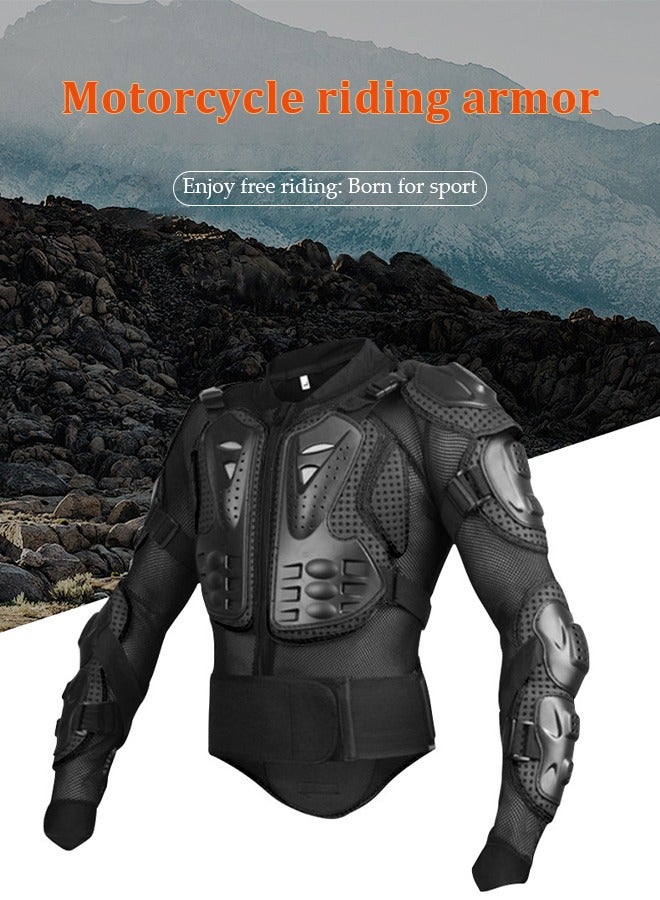 DUNISO Motorcycle armored protective suit, offroad racing protective equipment, with chest, back, and elbow protection pads, adjustable and detachable, suitable for off road， skateboards, and motorcycles, black（L) - Image 3