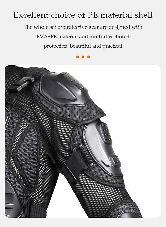 DUNISO Motorcycle armored protective suit, offroad racing protective equipment, with chest, back, and elbow protection pads, adjustable and detachable, suitable for off road， skateboards, and motorcycles, black（L) - Image 5