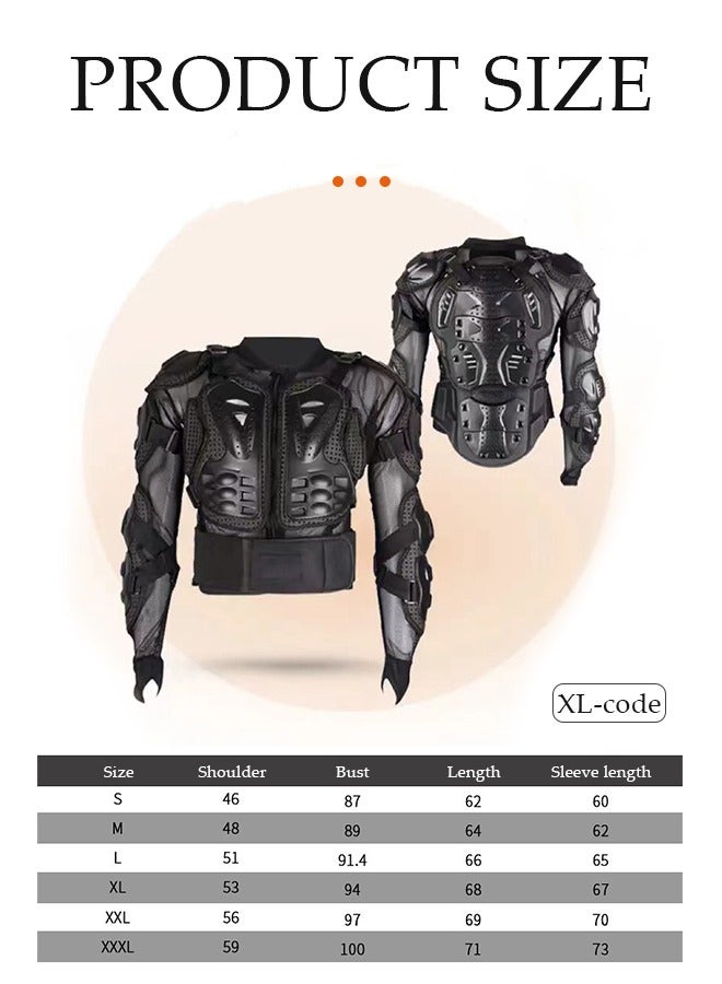 DUNISO Motorcycle armored protective suit, offroad racing protective equipment, with chest, back, and elbow protection pads, adjustable and detachable, suitable for off road， skateboards, and motorcycles, black（L) - Image 2