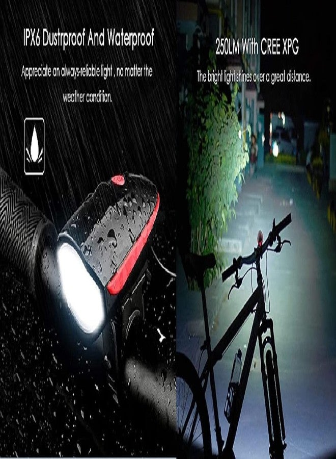 AUTOMODIFIER 2-in-1 Rechargeable Cycle Light and Horn - 3 Modes, 140 dB Waterproof LED Front Light with Bell | Super Bright 250 Lumen Rechargeable Bicycle Headlight (Multicolor) - Image 5