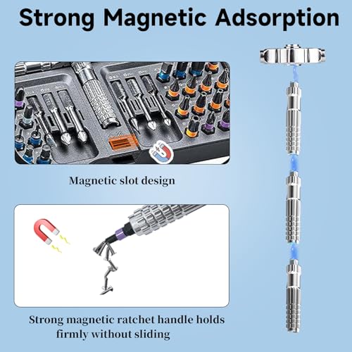 TOTITOM 40 in 1 Magnetic Ratchet Screwdriver Set, DIY Ratchet Screwdriver Set with T Detachable Ratchet Handle, Portable S2 Tools for Furniture Assembly, Precision Electrical Appliance Repair, Bicycle Tools - Image 5