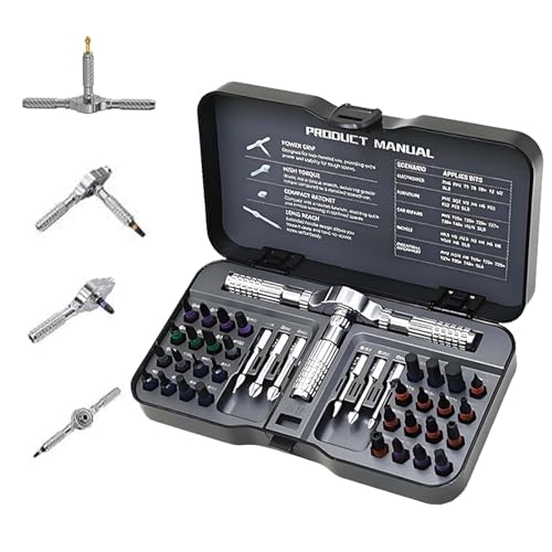 TOTITOM 40 in 1 Magnetic Ratchet Screwdriver Set, DIY Ratchet Screwdriver Set with T Detachable Ratchet Handle, Portable S2 Tools for Furniture Assembly, Precision Electrical Appliance Repair, Bicycle Tools - Image 1