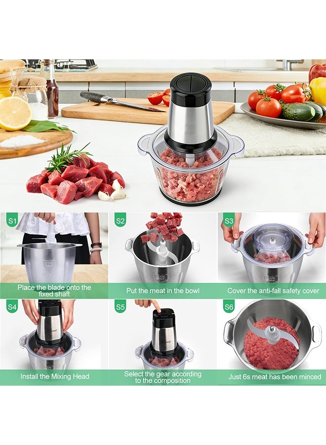 Glass Chopper & Mincer, 3L with 4 SS Blade detachable System, Easy to Clean, Pulse Speed for Precision, Ice Crushing, Anti Slip Ring 300W - Image 3