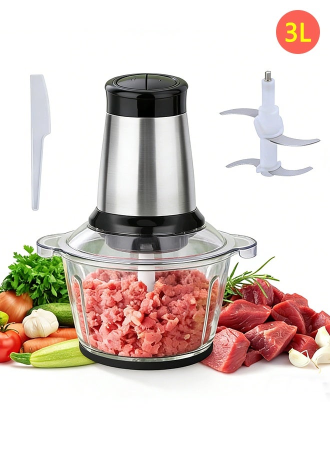 Glass Chopper & Mincer, 3L with 4 SS Blade detachable System, Easy to Clean, Pulse Speed for Precision, Ice Crushing, Anti Slip Ring 300W - Image 1