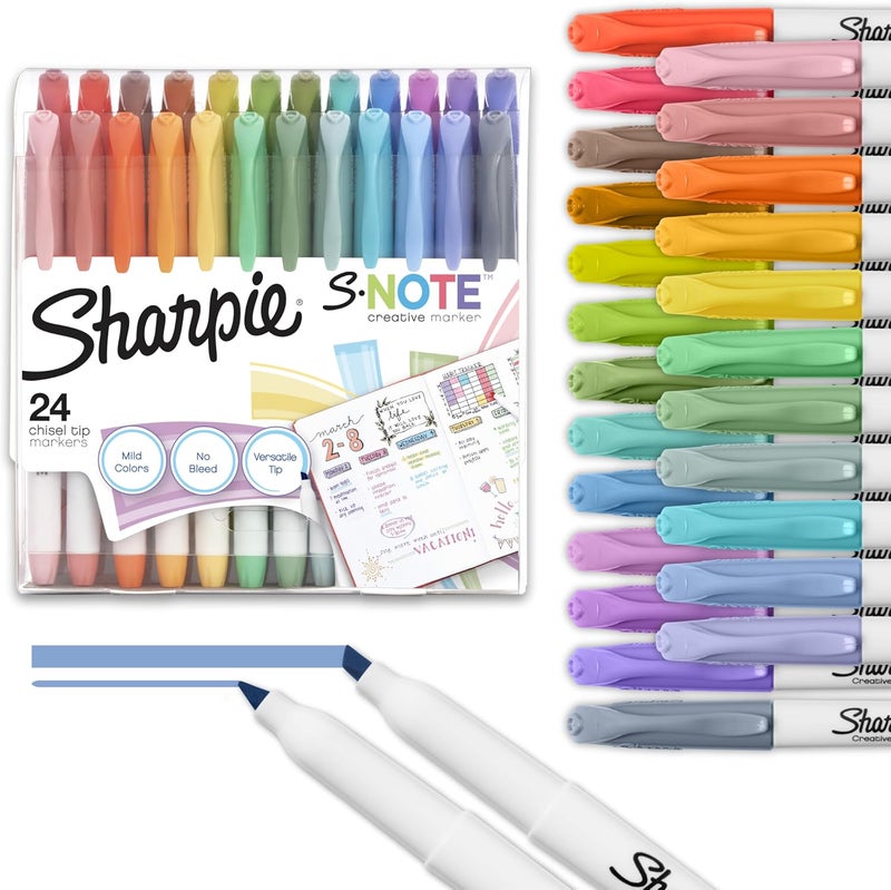 Sharpie S-Note Creative Markers, Pastel Highlighters, Art Marker Set, Assorted Colors, Chisel Tip, 24 Count - School, Home, and Office Use, Teacher Supplies - Image 1