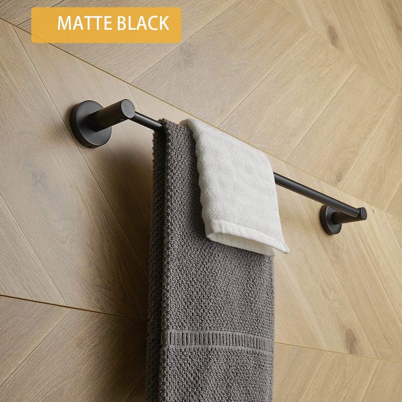 BESy Adjustable 15 to 26 Inch Single Bath Towel Bar Rack for Bathroom Accessories SUS304 Stainless Steel Towel Holder, Wall Mount with Screws Hand Towel Bar Rod Hotel Style, Matte Black - Image 3