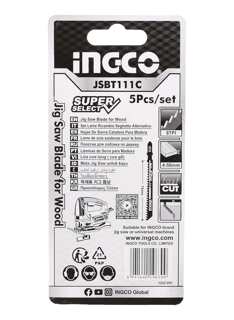 INGCO Ingco 5 Pcs Jig saw Blade For Wood JSBT111C  - Image 2